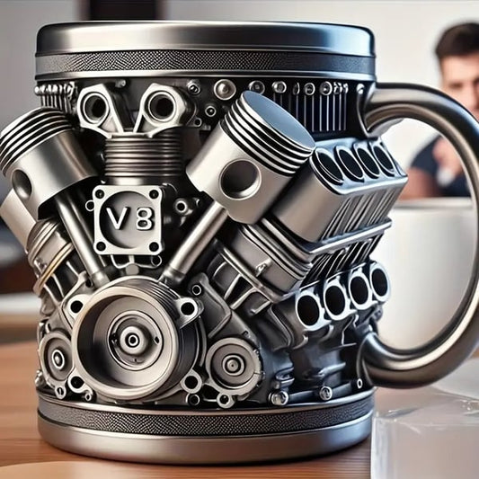 ⚙️ Engine Shaped Coffee Mug – Unique V8 Jet Engine Design for Hot & Cold Beverages