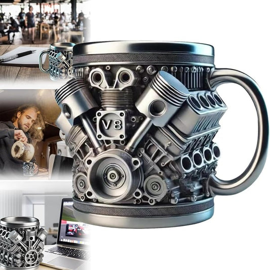 ⚙️ Engine Shaped Coffee Mug – Unique V8 Jet Engine Design for Hot & Cold Beverages