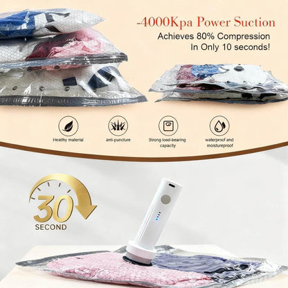 Cordless Travel Vacuum Storage Compression Bag Set 15 Pack