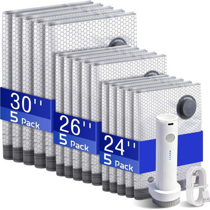 Cordless Travel Vacuum Storage Compression Bag Set 15 Pack