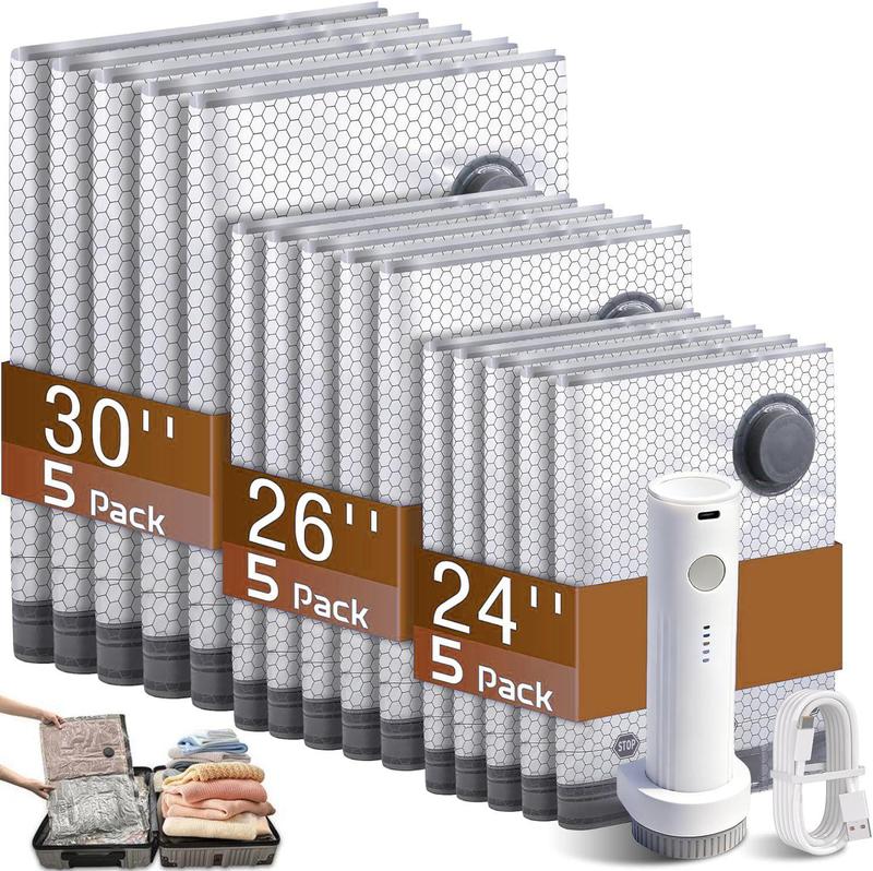 Cordless Travel Vacuum Storage Compression Bag Set 15 Pack